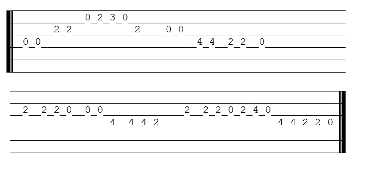 Tablature baa baa black sheep D