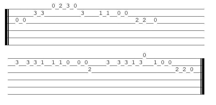 Tablature baa baa black sheep G